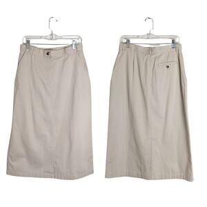 Y2K Preppy Cottagecore Midi/Maxi Khaki Adjustable Waist Skirt Size 10